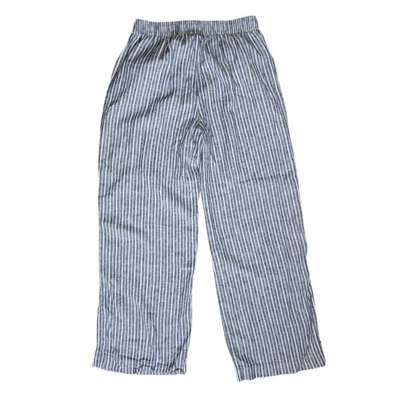 Briggs Pants Womens Size L Large Blue Striped Linen Blend Pull On Pants Pockets - Picture 5 of 5